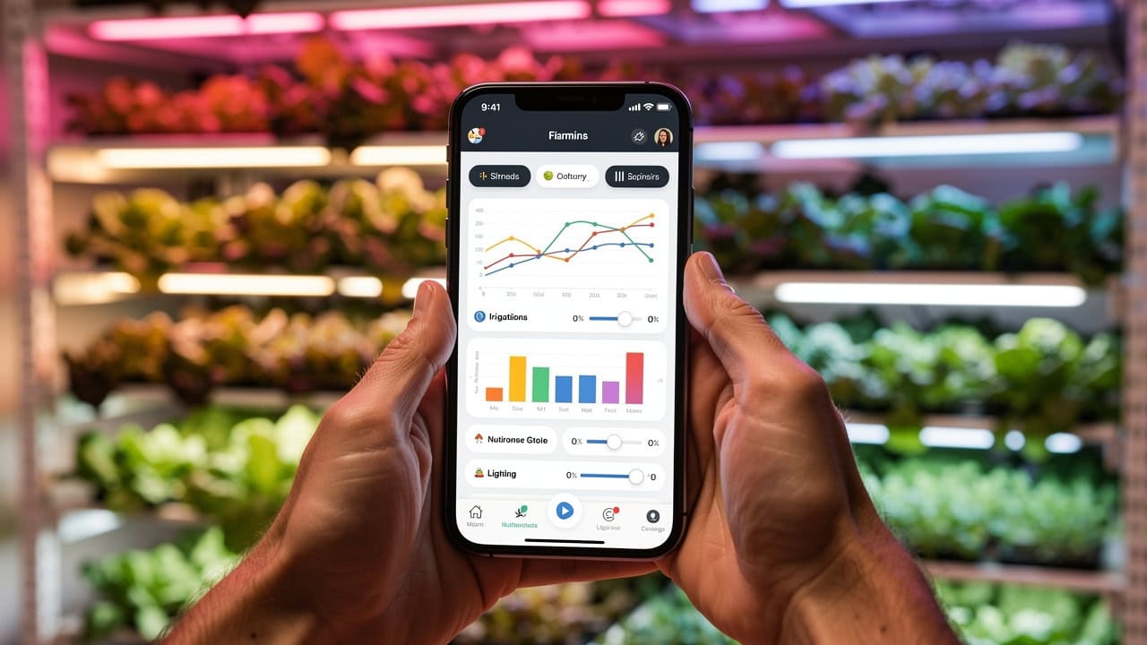 Smartphone-App zur intelligenten Steuerung der Indoor-Farm